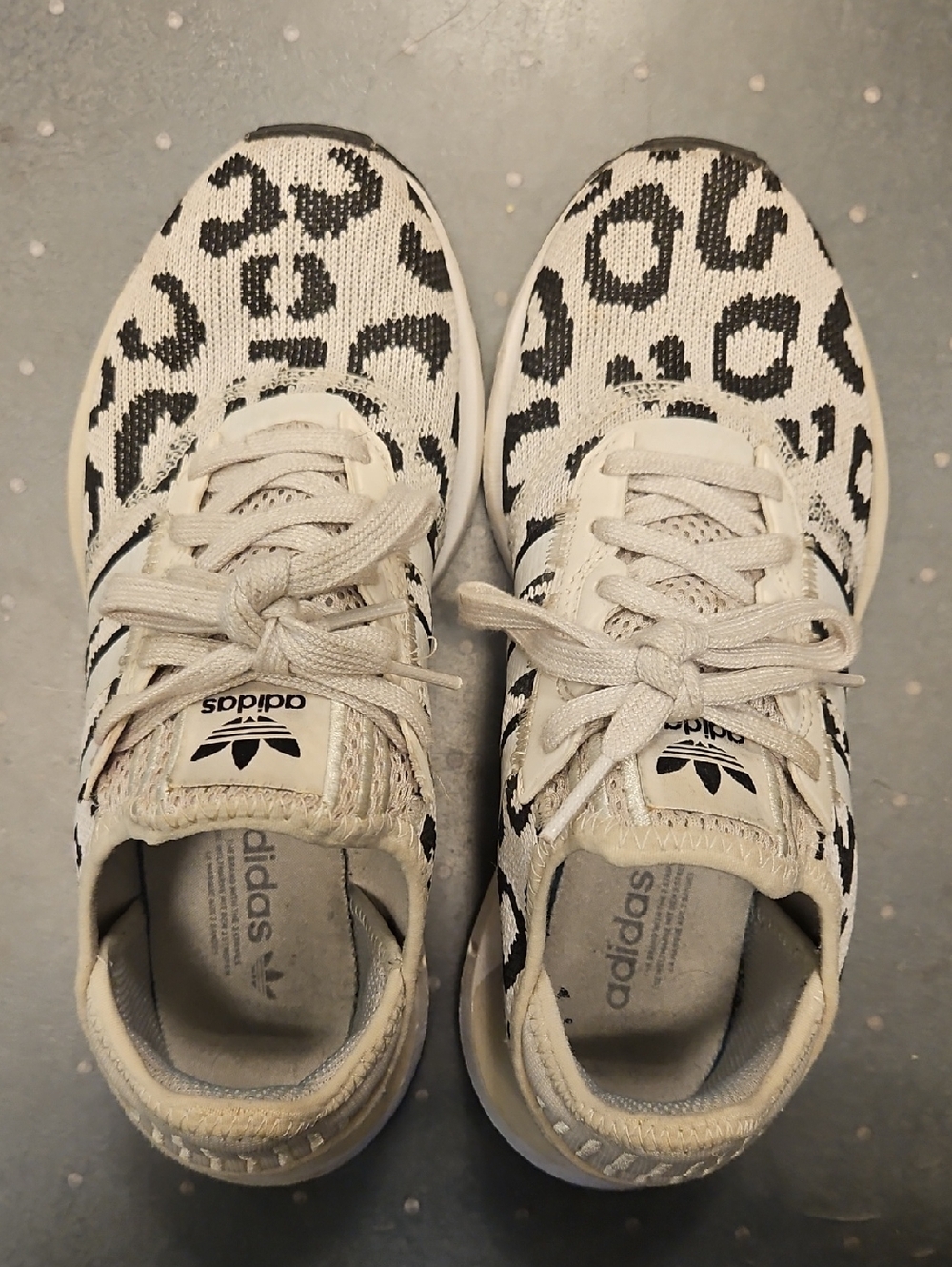 adidas Women's Cream & Black Leopard Knit Running Sneakers